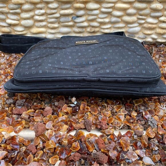 Sonia Rykiel Black Monogram Signature Logo Nylon Shoulder Bag. VGUC - Picture 4 of 8